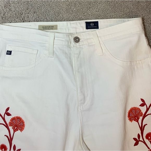 AG Adriano Goldschmied Jodi Embroidered Flare-Leg Cropped Jeans, White - Picture 5 of 5